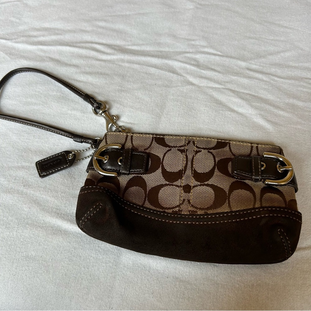 Coach Brown Leather Signature Wristlet